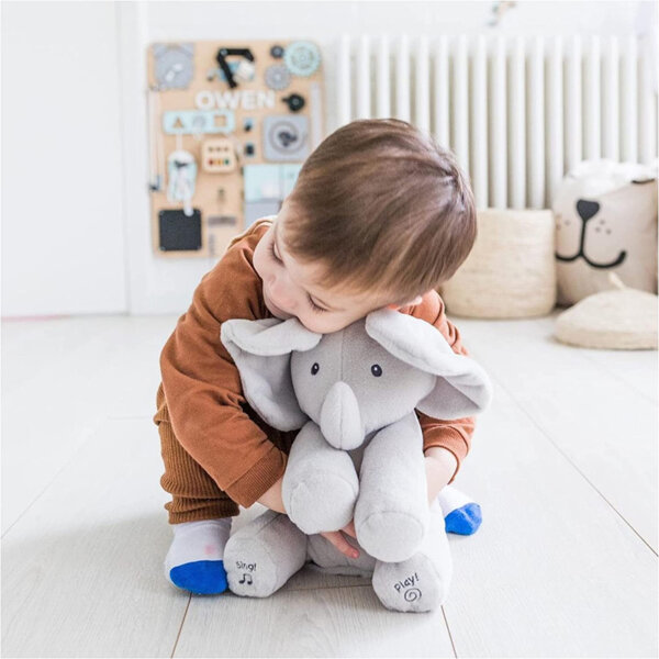 Baby GUND Animated Flappy The Elephant Stuffed Animal Baby Toy Plush for Baby Boys and Girls, Gray (Song Styles May Vary)