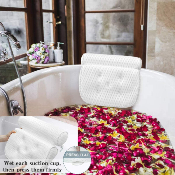 Bath Pillow Bathtub Pillow Bath Pillows for Tub with Neck 4D Air Mesh Spa Pillow