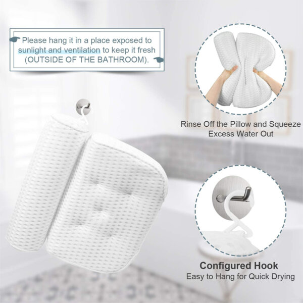 Bath Pillow Bathtub Pillow Bath Pillows for Tub with Neck Configured Hook