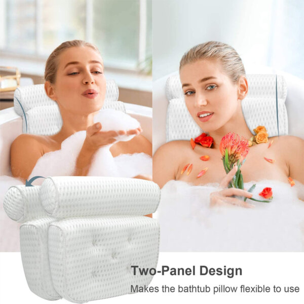 Bath Pillow Bathtub Pillow Bath Pillows for Tub with Neck Two Panel Design