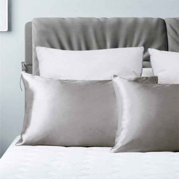 Bedsure Satin Pillow Case Queen Size 2 Pack- Grey Satin Pillowcase