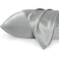 Bedsure Satin Pillow Case Queen Size 2 Pack- Grey Satin Pillowcase for Hair and Skin – Similar to Silk Pillowcase with Envelope Closure