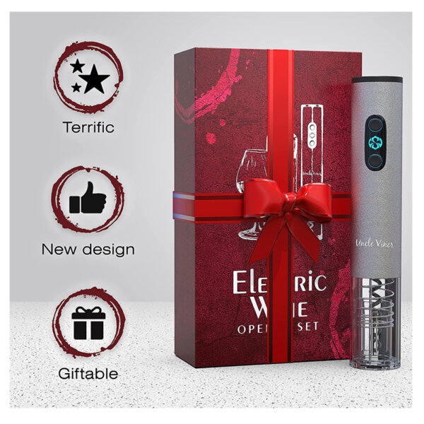 Electric Wine Opener Set Uncle Viner with Charger & Batteries New Design