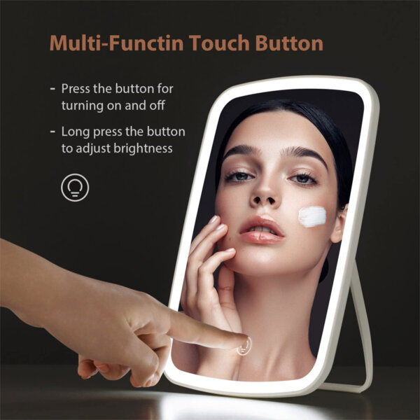 Makeup Mirror Touch Screen Vanity Mirror with LED Brightness Adjustable Portable USB