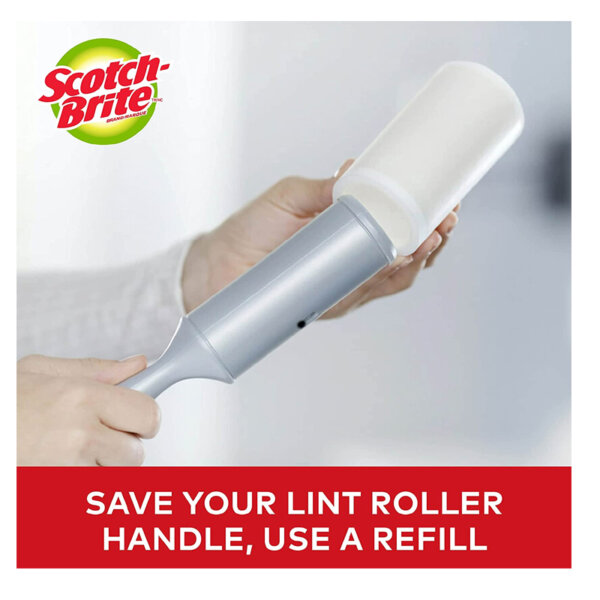 Scotch-Brite Lint Roller Refill, 2 Pack, 65 Sheets Refill, Replacement for Refillable Lint Brush Save your lint roller