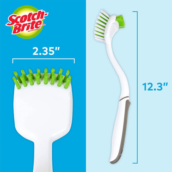 Scotch-Brite Pot, Pan and Dish Brush, Flexible Bristles, Double Sided Scrub Brush Size