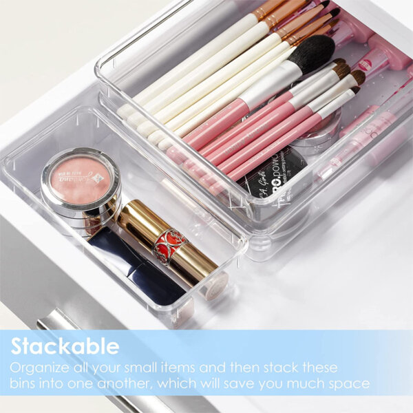 Vtopmart 25 PCS Plastic Clear Drawer Organizer, Acrylic Desk Drawer organizers and Storage for Makeup, Bathroom