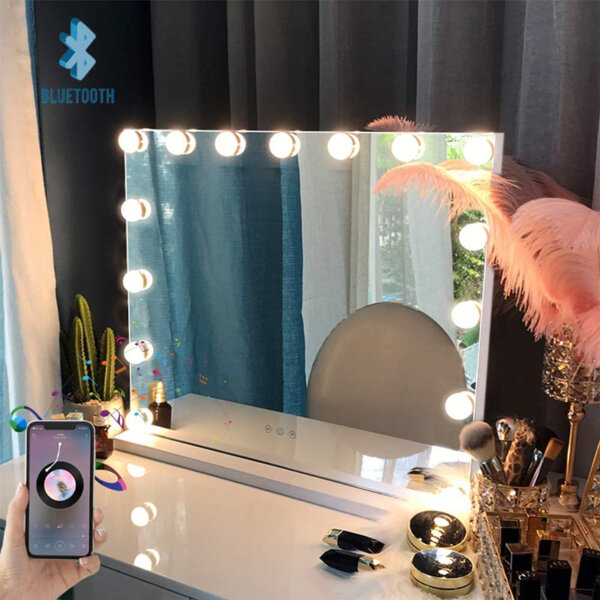 FENCHILIN Large Vanity Mirror with Lights and Bluetooth Speaker
