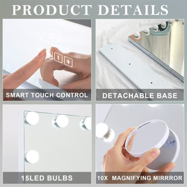 FENCHILIN Large Vanity Mirror with Lights and Bluetooth Speaker Product details