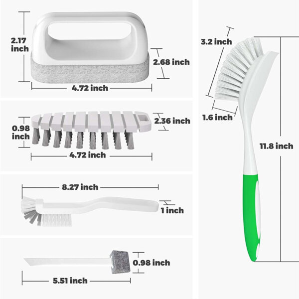 Holikme 5 Pack Kitchen Cleaning Brush Set Size