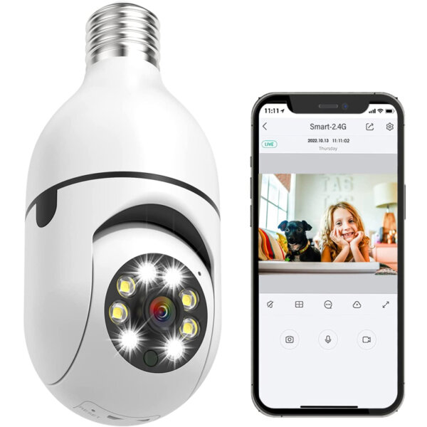 Light bulb security camera wireless 360°panoramic surveillance cam