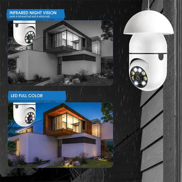 Light bulb security camera wireless 360°panoramic surveillance cam Led full colour