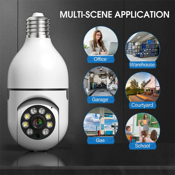 Light bulb security camera wireless 360°panoramic surveillance cam multi scene application