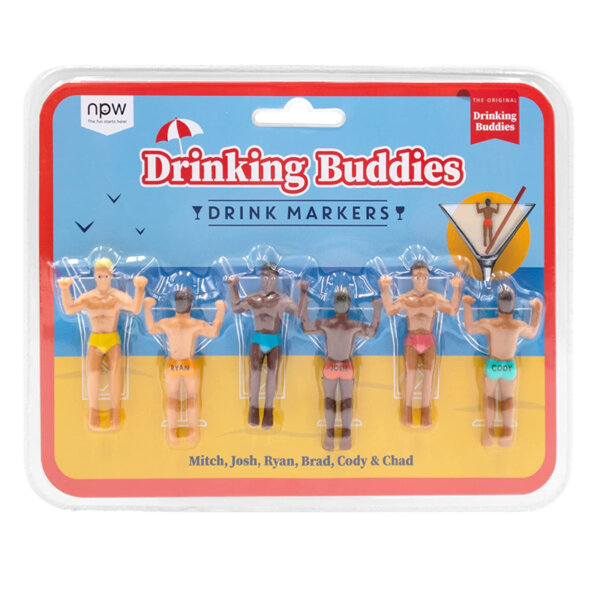 NPW USA The Original Drinking Buddies Cocktail Wine Glass Markers Classic drink markers