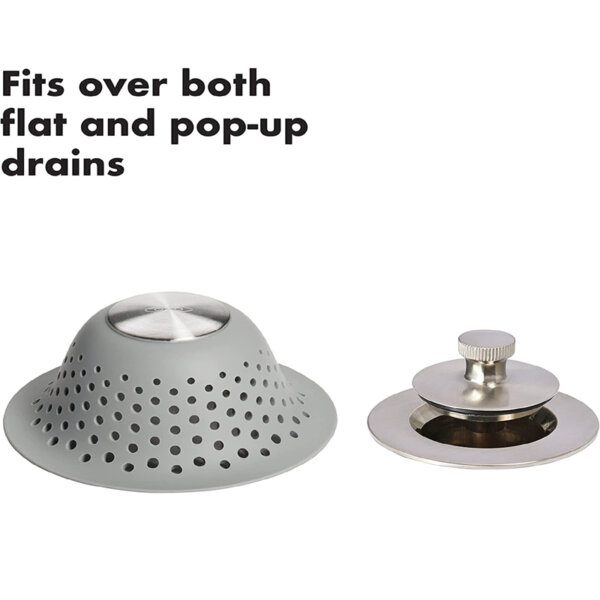 OXO Good Grips Silicone Drain Protector for Pop-Up & Regular Drains Fits over both flat and popup