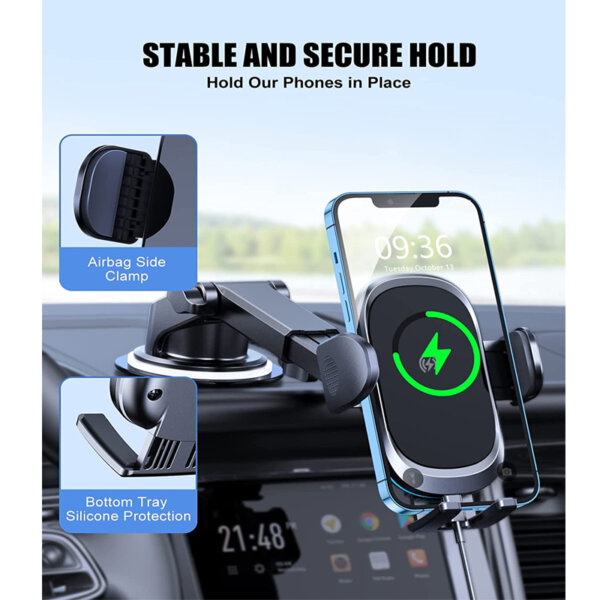 Uivaby Wireless Car Charger Mount Stable and secure hold