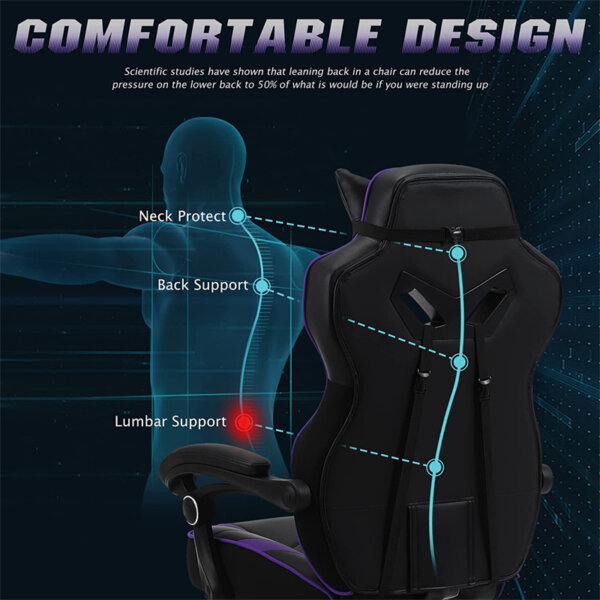 Zeanus Purple Gaming Chair comfortable design