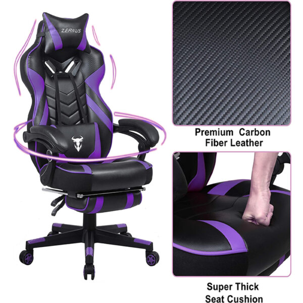 Zeanus Purple Gaming Chair premium carbon