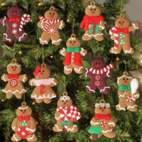 (12pcs Gingerbread) – 12pcs Gingerbread Man Ornaments for Christmas Tree – Assorted Plastic Gingerbread Figurines Ornaments for Christmas Tree Hanging Decorations 3″ Tall