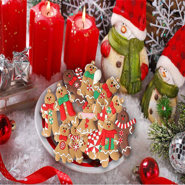 12pcs Gingerbread Man Ornaments for Christmas Tree Hanging Decorations