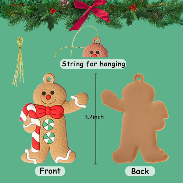 12pcs Gingerbread Man Ornaments for Christmas Tree Size