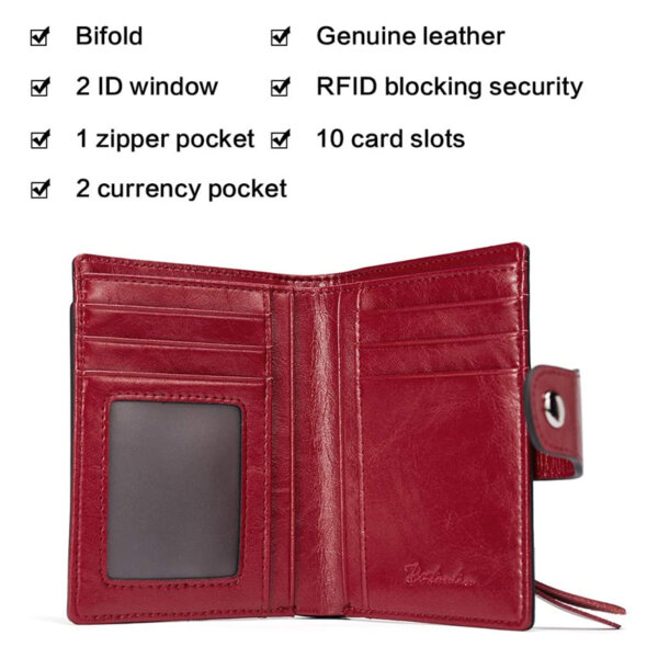 BOSTANTEN Women Leather Wallet RFID Blocking Small Bifold Zipper Pocket Wallet Card Case