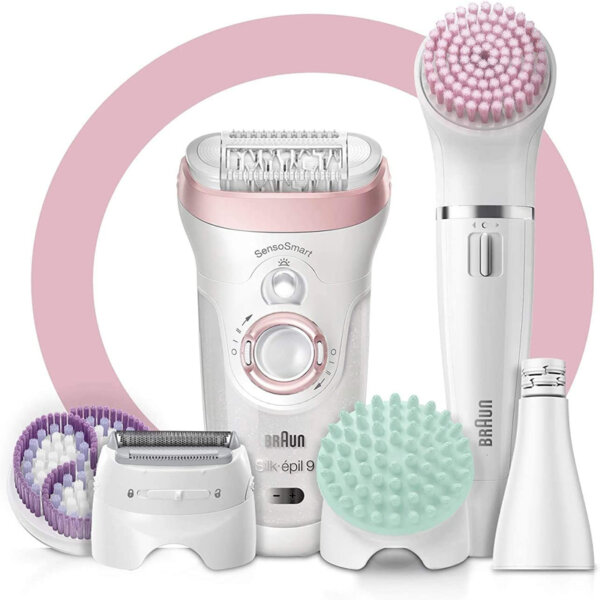 Braun-Epilator-Silk- pil-9-9-985,-Facial-Hair-Removal-for-Women,-Shaver,-Cordless,-Rechargeable,-Facial-Cleansing-Brush