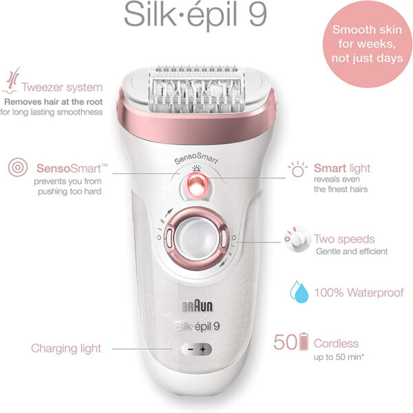 Braun-Epilator-Silk- pil-9-9-985,-Facial-Hair-Removal-for-Women,-Shaver,-Cordless,-Rechargeable,-Wet-&-Dry,-Facial