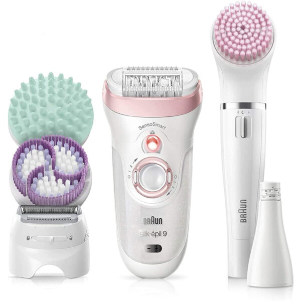 Braun-Epilator-Silk- pil-9-9-985,-Facial-Hair-Removal-for-Women,-Shaver,-Rechargeable,-Wet-&-Dry,-Facial-Cleansing-Brush