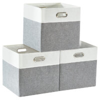 DECOMOMO Storage Bin Storage Cubes 3 Pack Baskets Storage Organization, Collapsible Storage Bin Basket for Kallax Shelves Toys Clothes Craft Nursery Organizers (Grey)