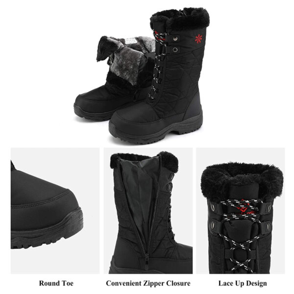 DREAM PAIRS Women's Warm Faux Fur Lined Mid-Calf Winter Snow Boots Black