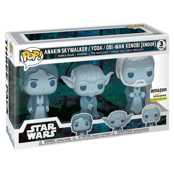 Funko Pop Star Wars Across The Galaxy Force Ghost 3 Pack, Anakin, Yoda, OBI-Wan, Amazon Exclusive