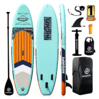 Highpi Inflatable Stand Up Paddle Boards, 10’6”/11′ Ultra-Light SUP for All Skill Levels, w/Accessories Backpack, Anti-Slip Deck, Leash, Adjustable Paddle and Hand Pump, Waterproof Bag