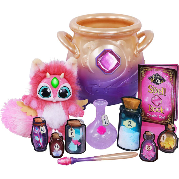 Magic Mixies Magical Misting Cauldron with Interactive 8 inch Pink Plush Toy and 50+ sounds