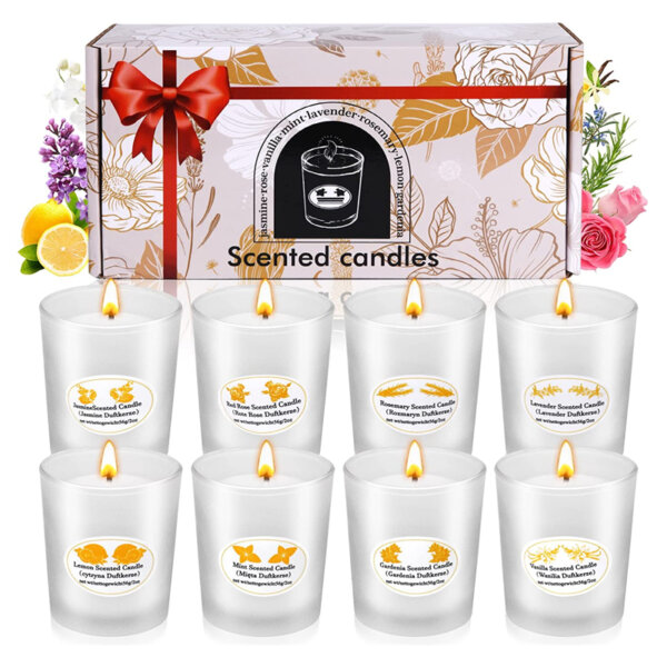 Scented Candles Gift Set with 8 Fragrances Candle Gift Set