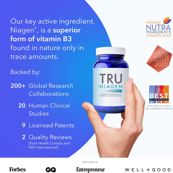 TRU NIAGEN NAD+ Supplement More Efficient Than NMN, Niacinamide, Niacin. 150mg