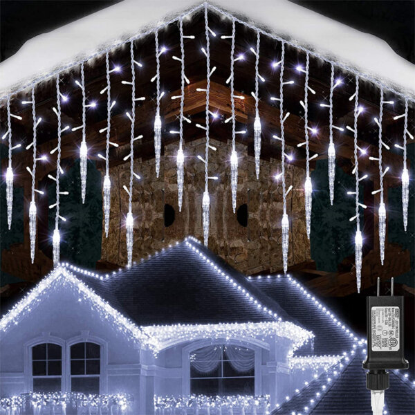 Toodour Christmas Icicle Lights, 29.5ft 360 LED, 8 Modes