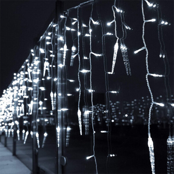 Toodour Christmas Icicle Lights, 29.5ft 360 LED, 8 Modes Pure White