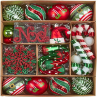 WBHome 70ct Assorted Christmas Ball Ornaments Set ¨C Elf Red and Green, Shatterproof Ornaments for Christmas Tree Decorations Xmas Holiday Decor, Hooks Included