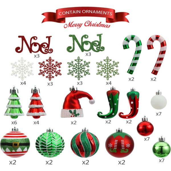 WBHome 70ct Assorted Christmas Ball Ornaments Set Contain ornaments