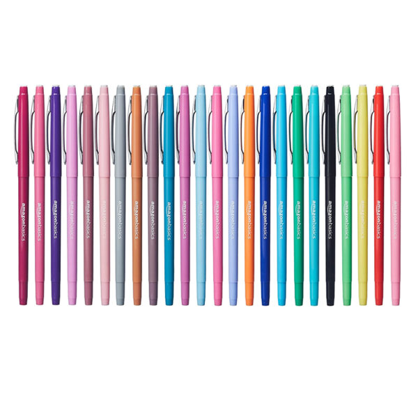 Amazon Basics Felt Tip Marker Pens - Assorted Color, 24-Pack