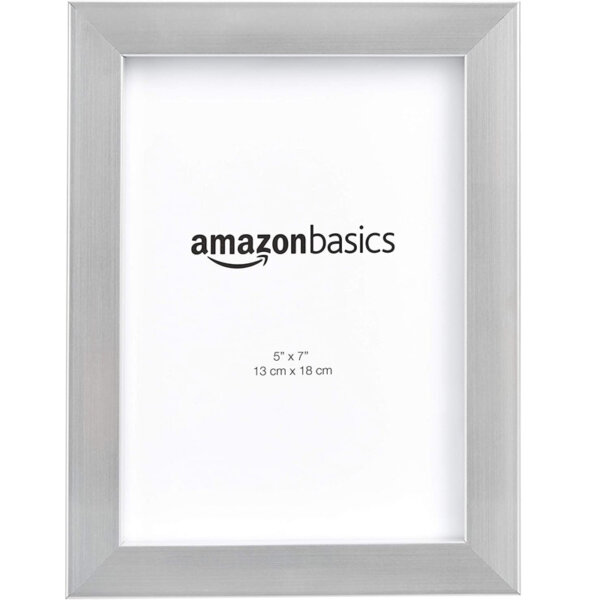 Amazon Basics Photo Picture Frame - 5inch x 7inch , Nickel, 2-Pack