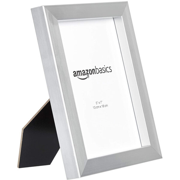 Amazon Basics Photo Picture Frame 5inch x 7inch, Nickel, 2 Pack