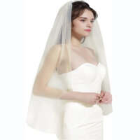 BEAUTELICATE Wedding Bridal Veil with Comb 1 Tier Cut Edge Ivory White Elbow Fingertip Chapel Cathedral Length V67