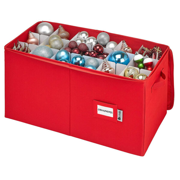 Christmas Ornament Storage Container with Dividers -Box Stores Up to 54 – 4 Ornaments zippered