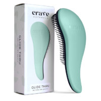 Crave Naturals Glide Thru Detangling Brush for Adults & Kids Hair – Detangler Hairbrush for Natural, Curly, Straight, Wet or Dry Hair (TURQUOISE)