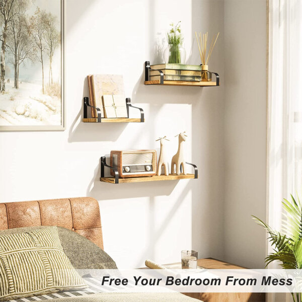 Love-KANKEI Floating Shelves Wall Mounted Set of 3 Free your bedroom from mess