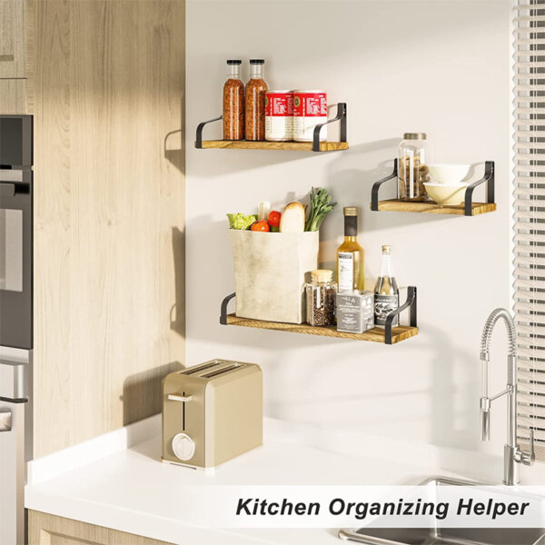 Love-KANKEI Floating Shelves Wall Mounted Set of 3 kitchen organizing helper