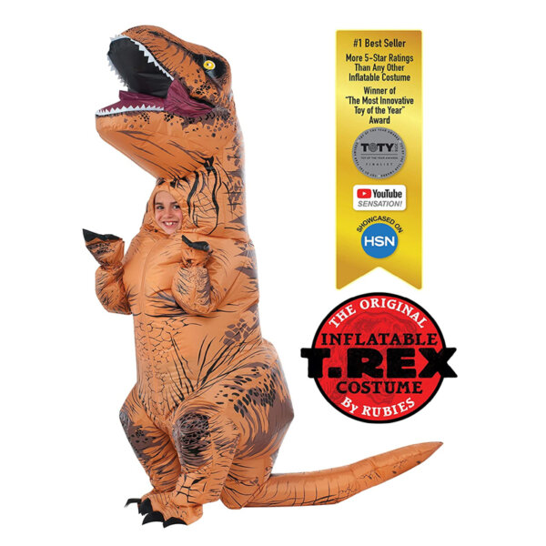 Rubie's Costume Co 640183_NS Jurassic World Child's T-Rex Inflatable Costume with Sound, Multicolor