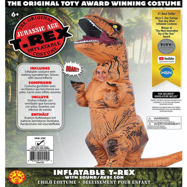 Rubie's Costume Co 640183_NS Jurassic World Child's T-Rex Inflatable Costume with Sound, One Size